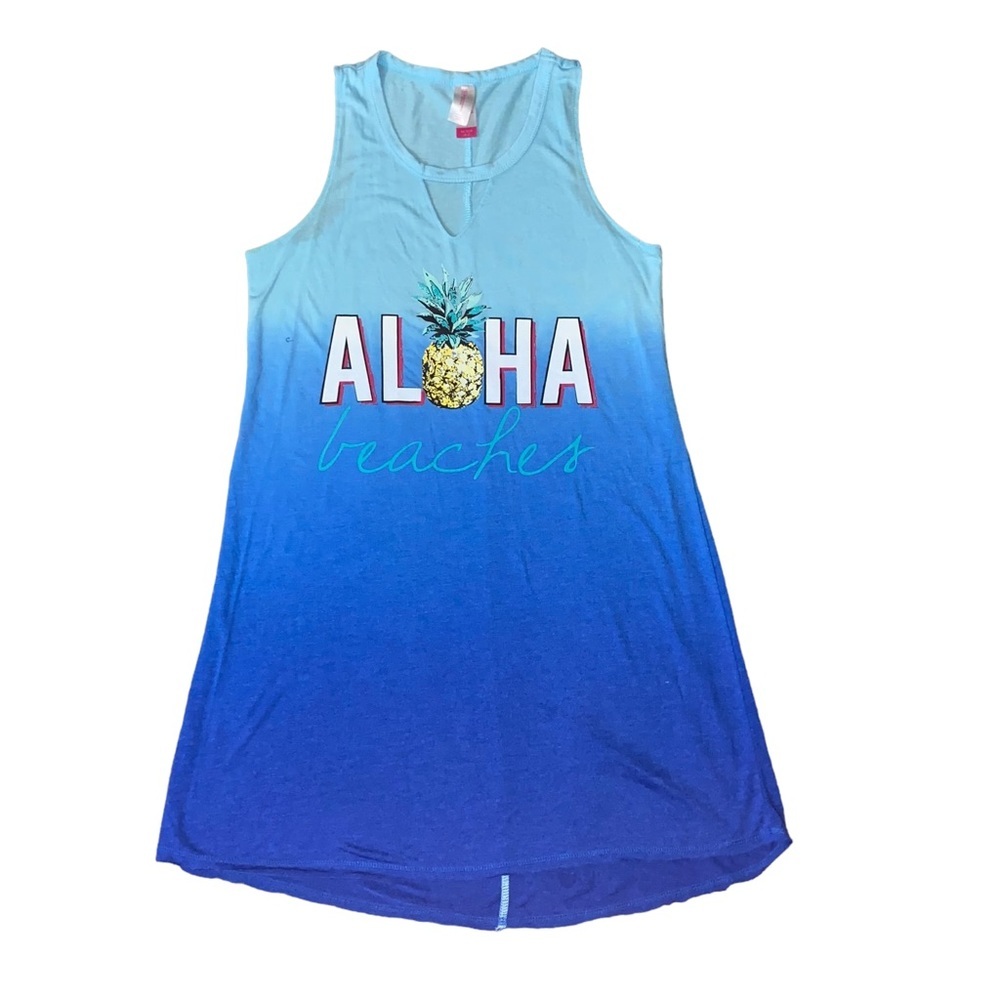 Women's Sleeveless Swimwear T-Shirt Beach Dress Tank Bikini Cover Up Ombré XS